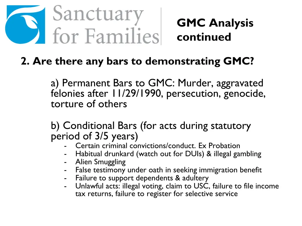 gmc analysis continued