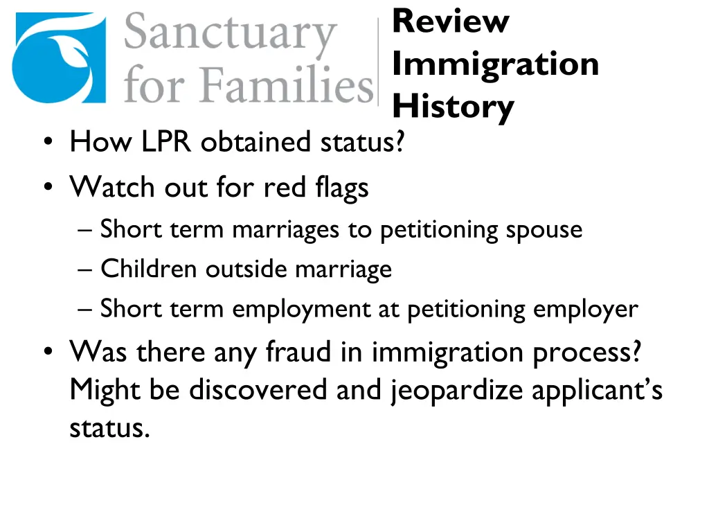 review immigration history