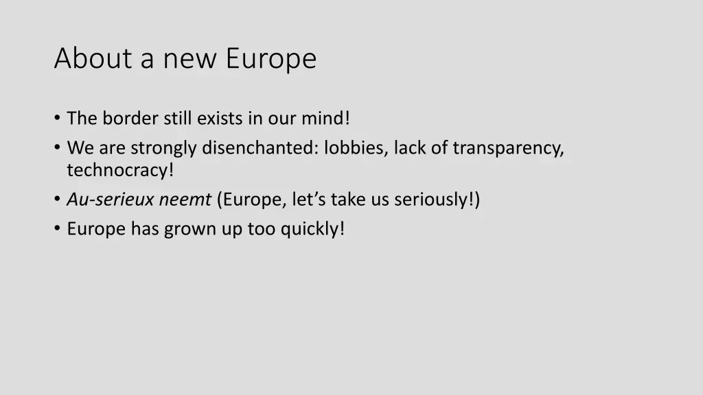 about a new europe