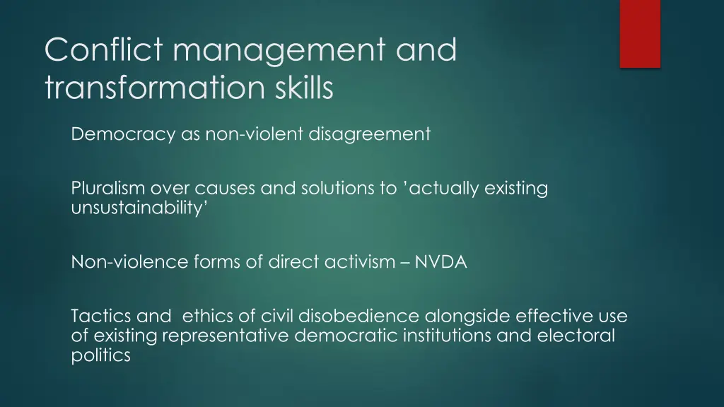 conflict management and transformation skills