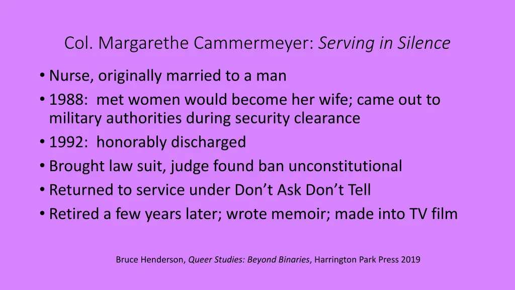 col margarethe cammermeyer serving in silence