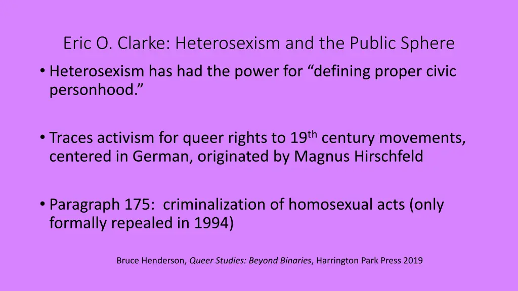 eric o clarke heterosexism and the public sphere