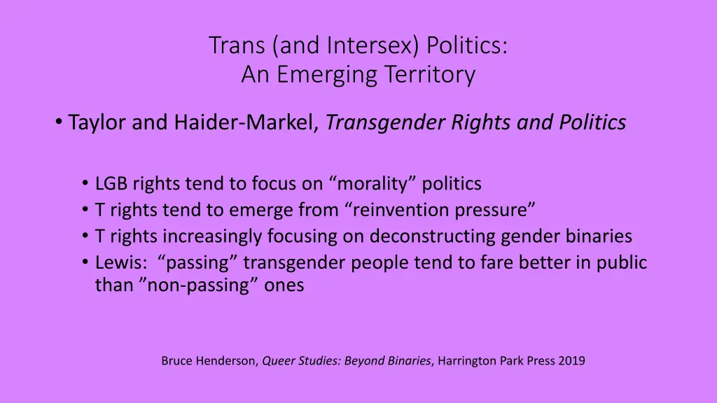 trans and intersex politics an emerging territory