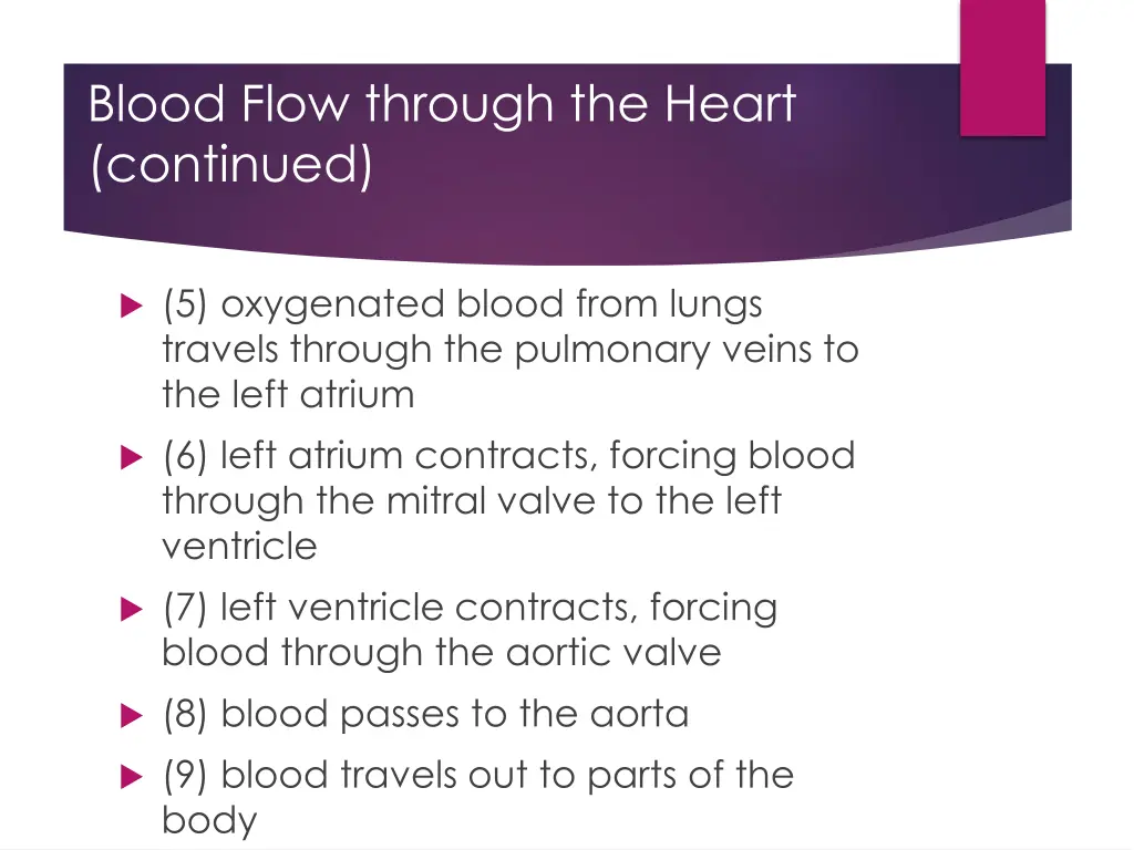 blood flow through the heart continued