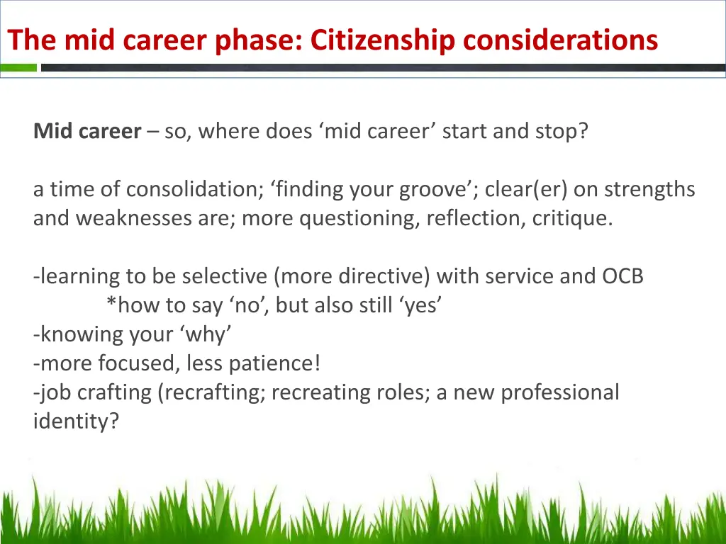 the mid career phase citizenship considerations