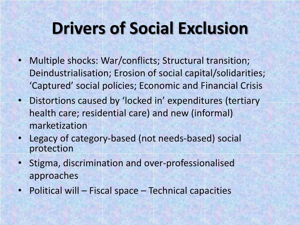 drivers of social exclusion