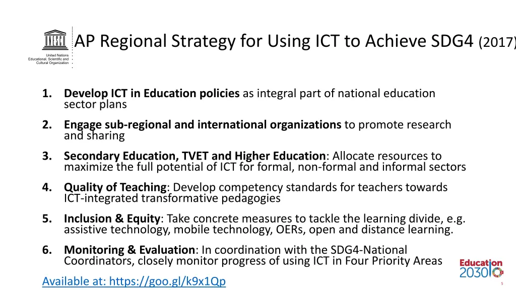 ap regional strategy for using ict to achieve