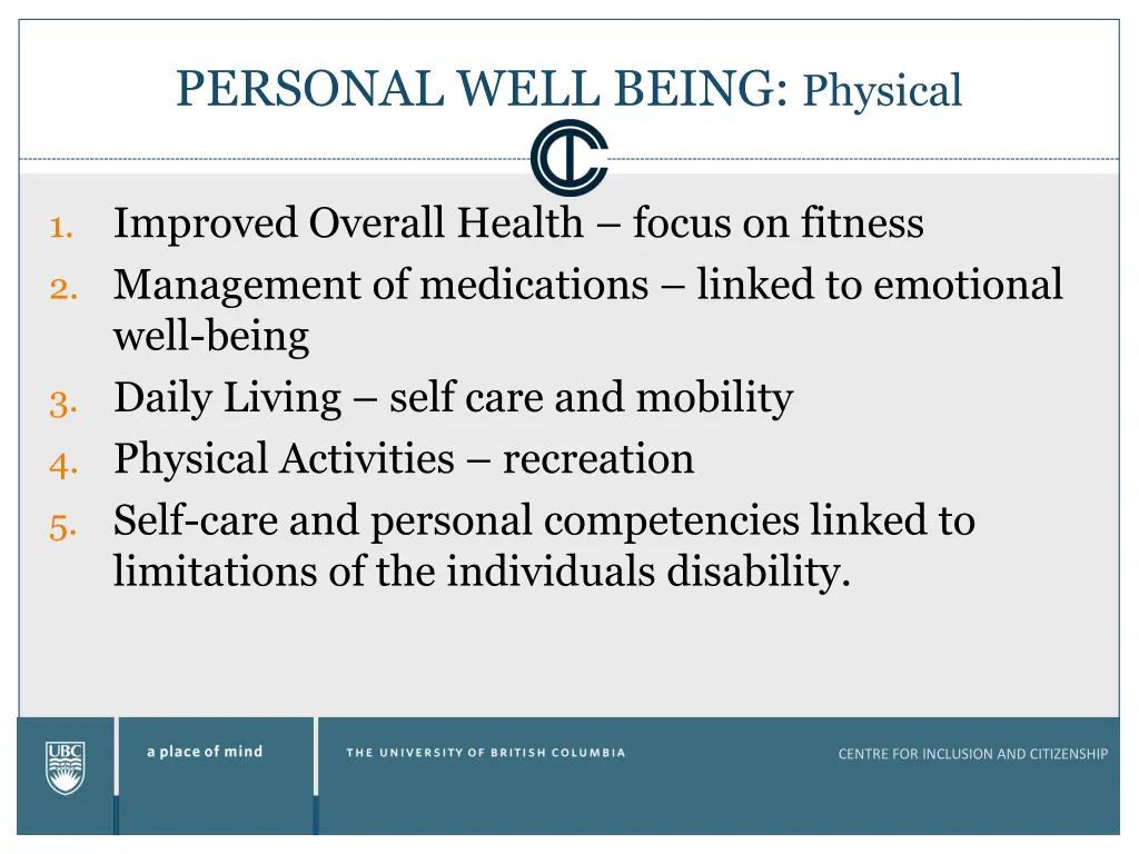 personal well being physical