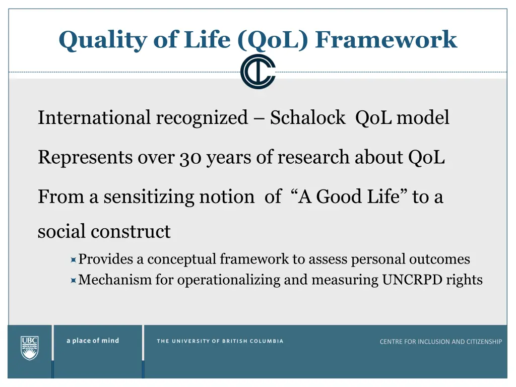 quality of life qol framework