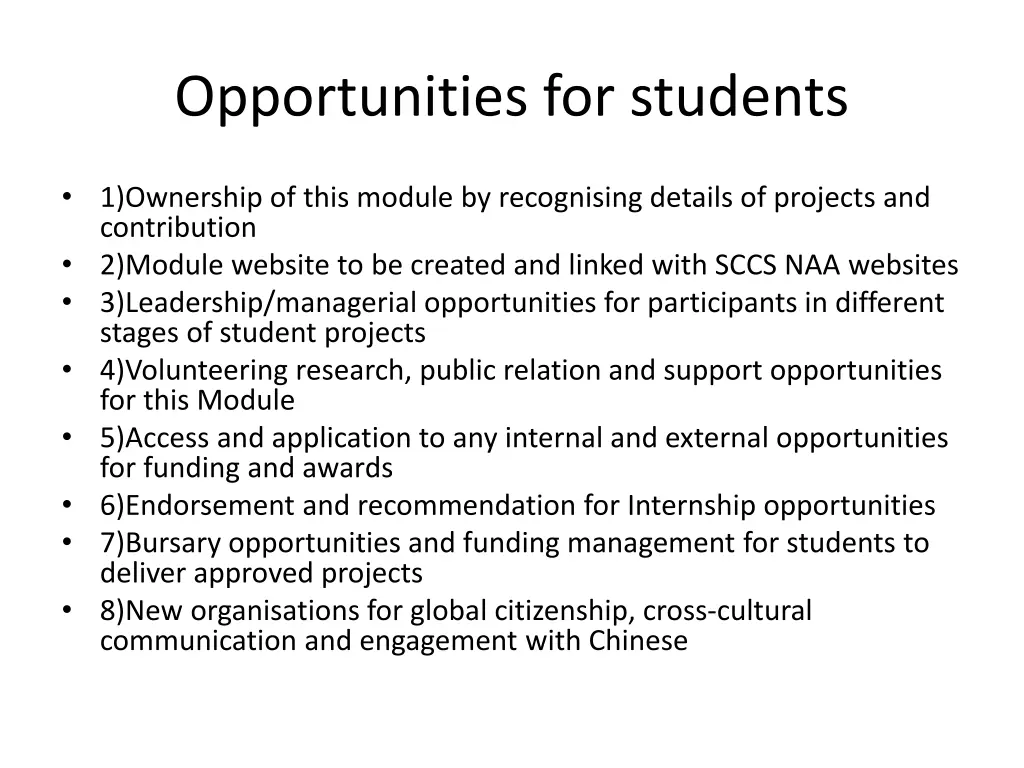 opportunities for students