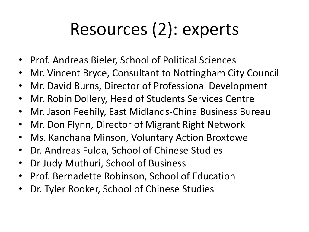 resources 2 experts