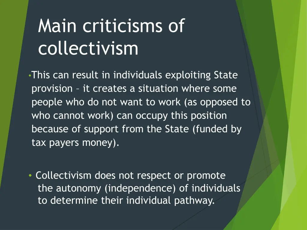 main criticisms of collectivism