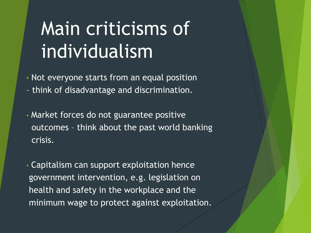 main criticisms of individualism