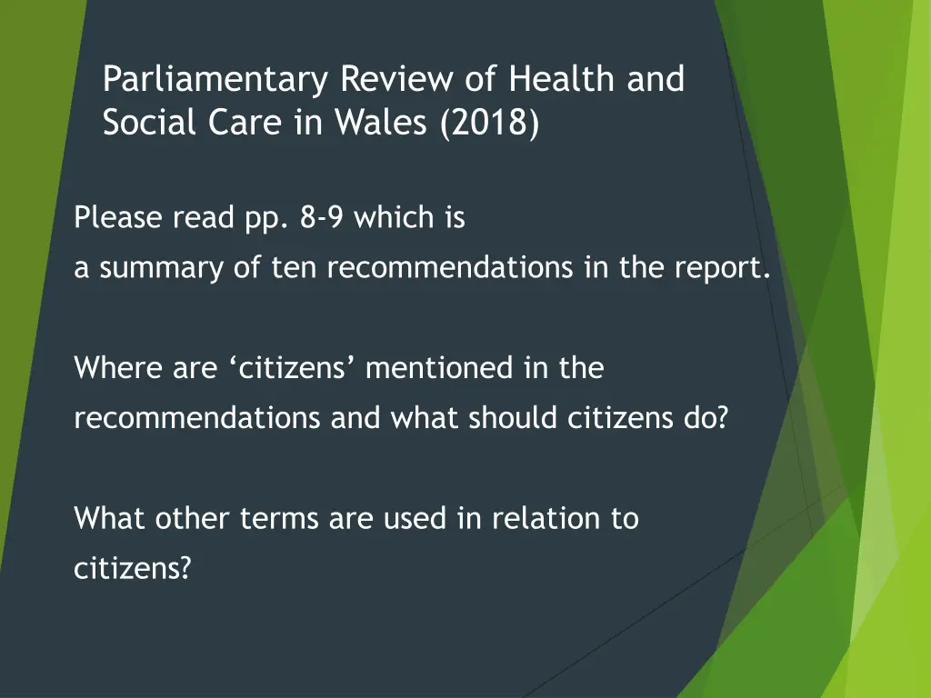 parliamentary review of health and social care 1