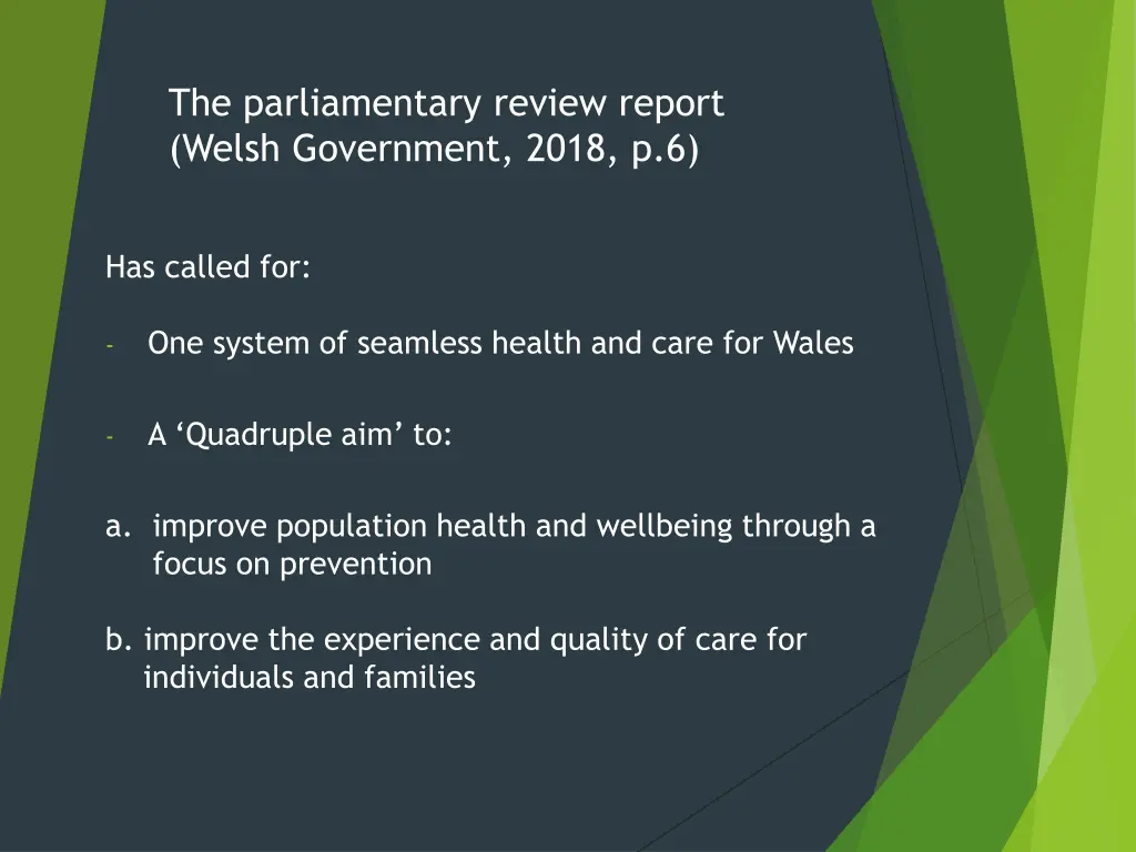 the parliamentary review report welsh government