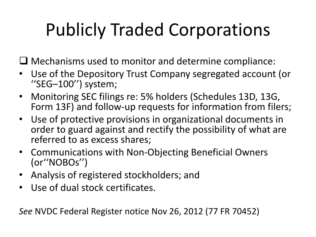 publicly traded corporations 1