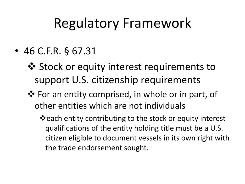 regulatory framework