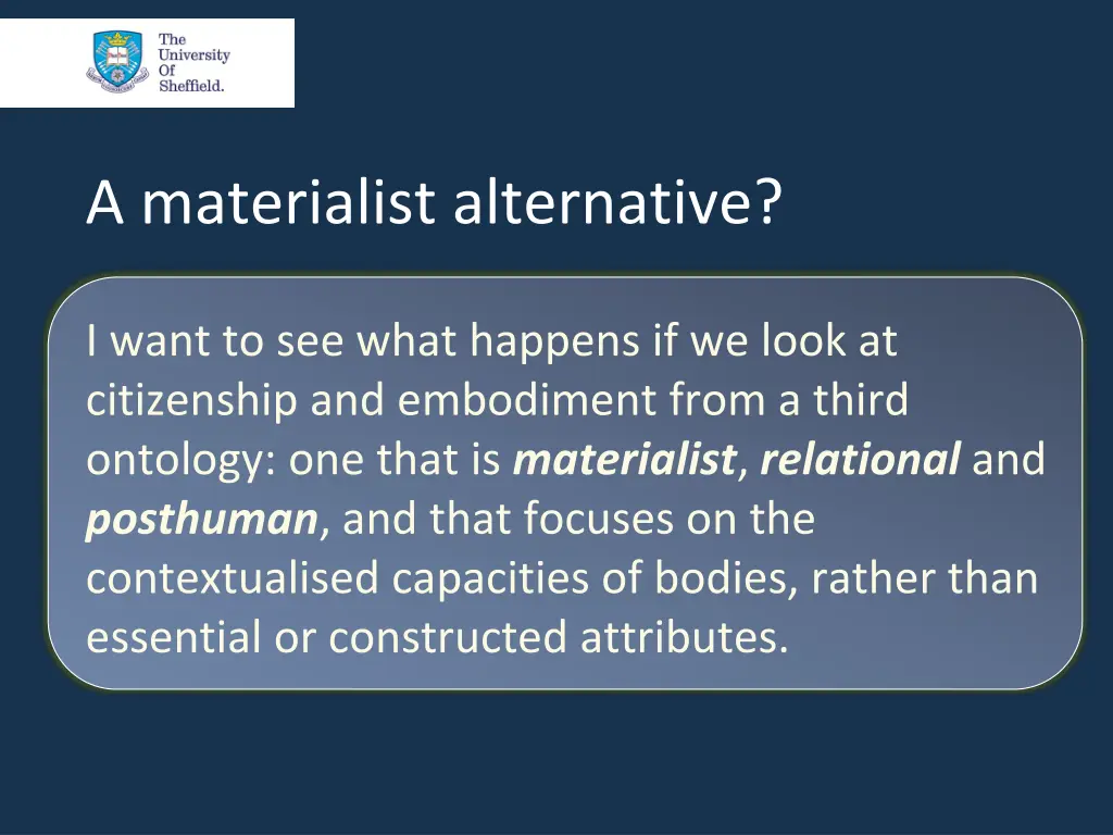 a materialist alternative