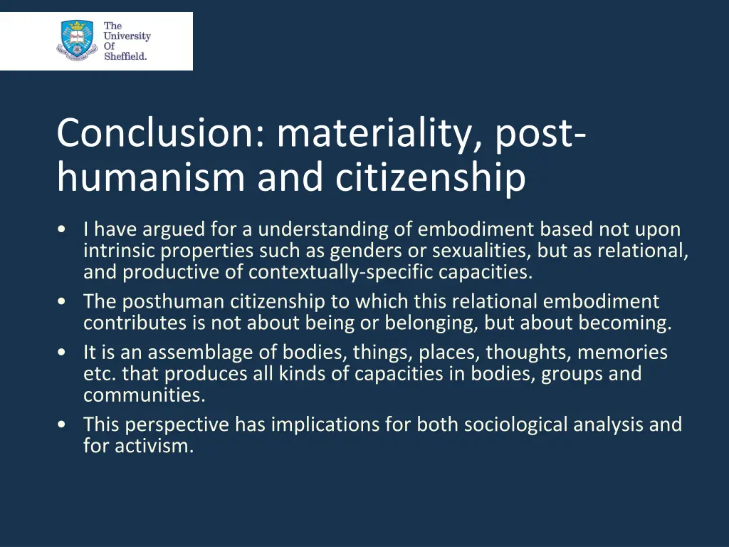 conclusion materiality post humanism