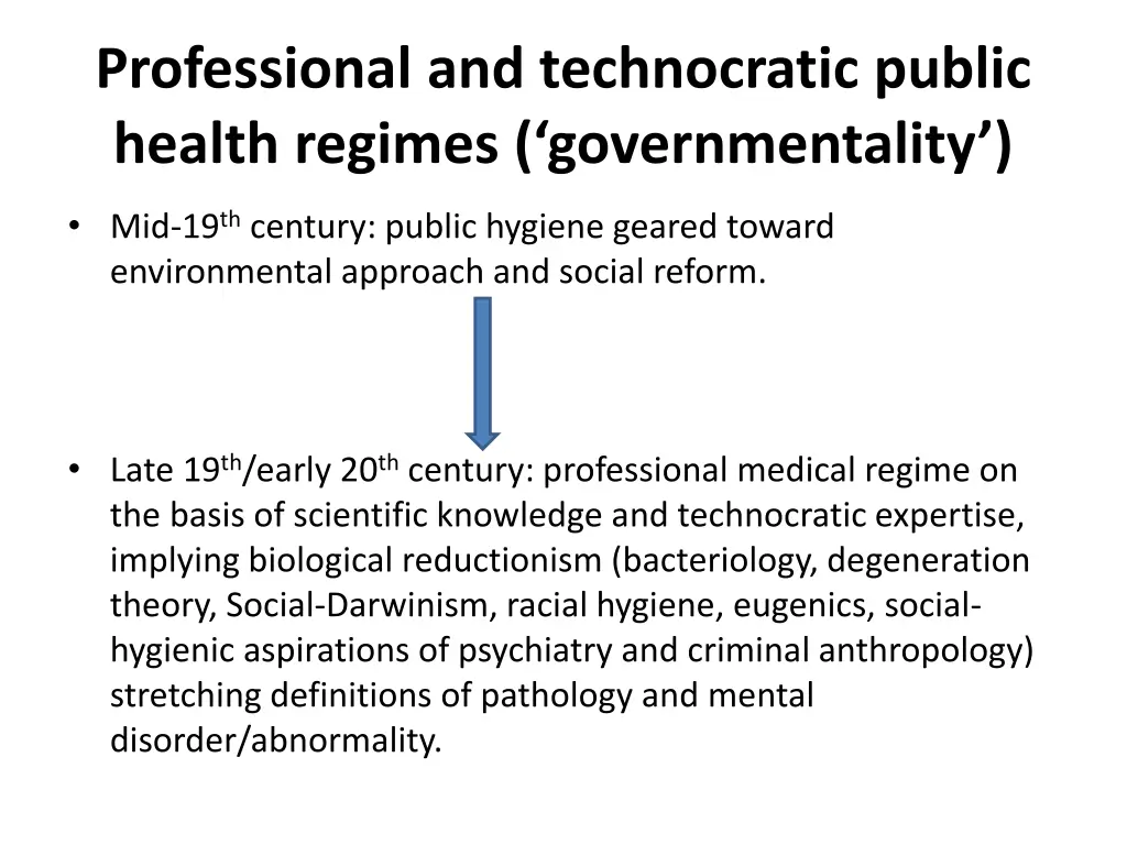 professional and technocratic public health