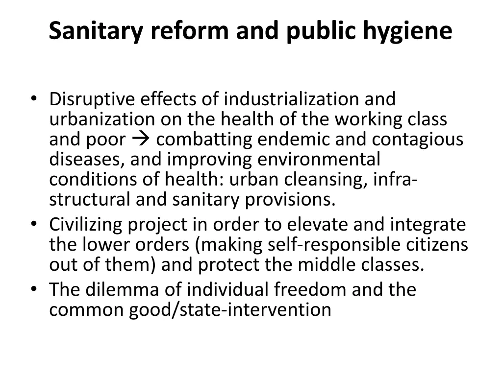 sanitary reform and public hygiene