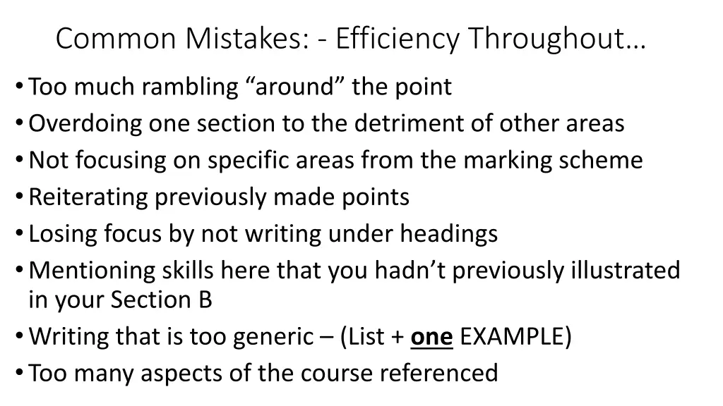 common mistakes efficiency throughout