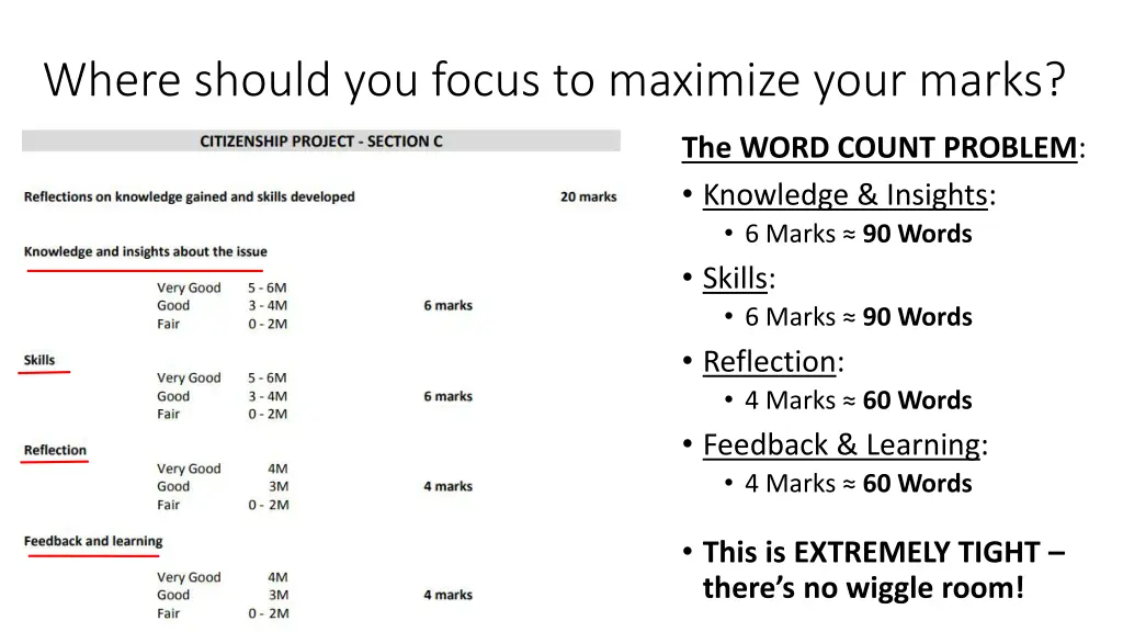 where should you focus to maximize your marks 1