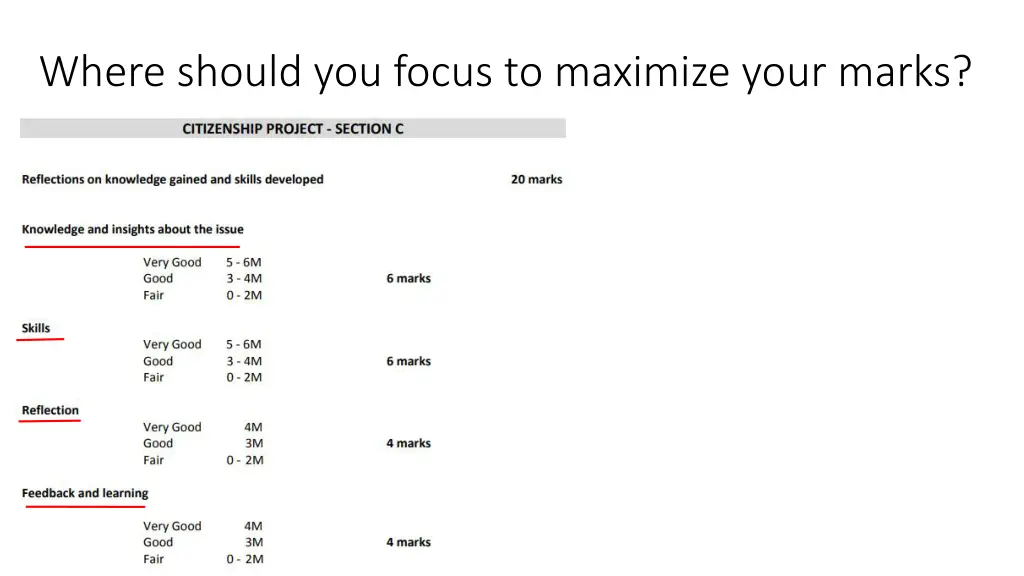 where should you focus to maximize your marks