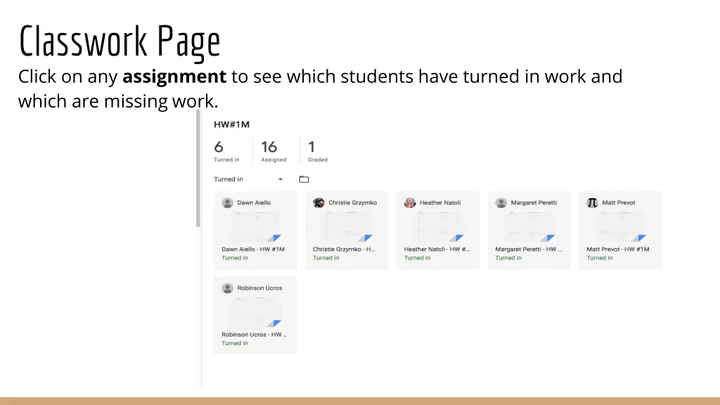 classwork page click on any assignment