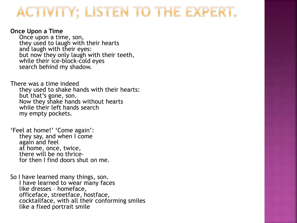 activity listen to the expert