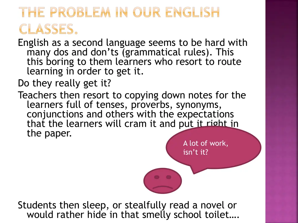 the problem in our english classes english