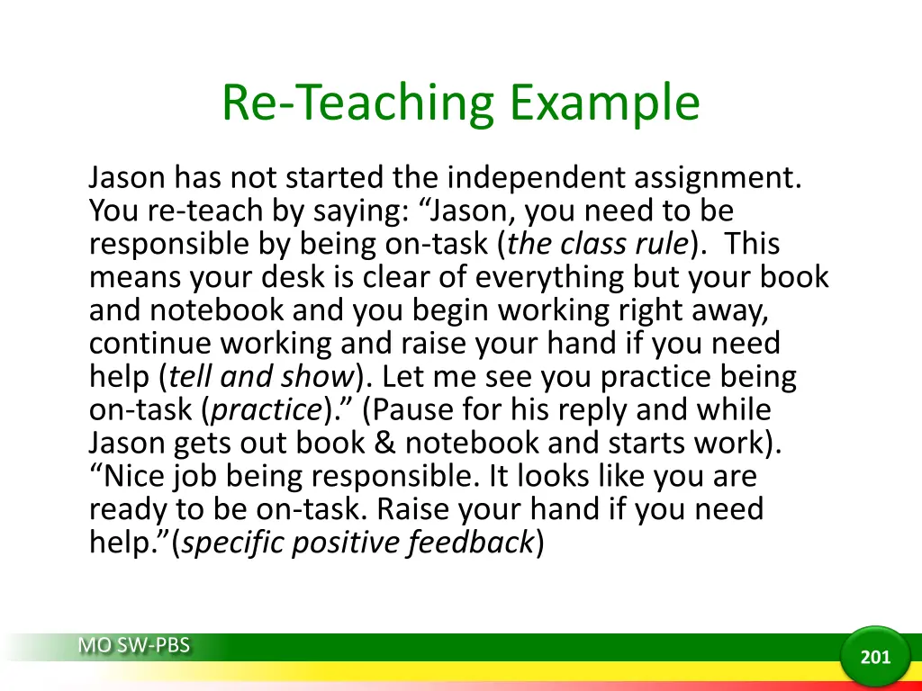 re teaching example