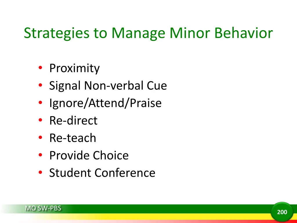 strategies to manage minor behavior