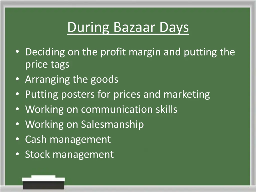 during bazaar days