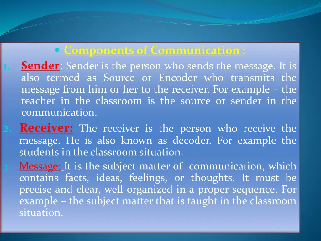 components of communication sender sender