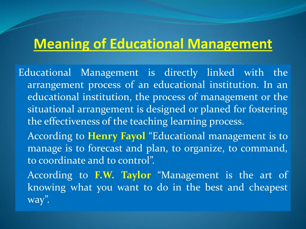 meaning of educational management