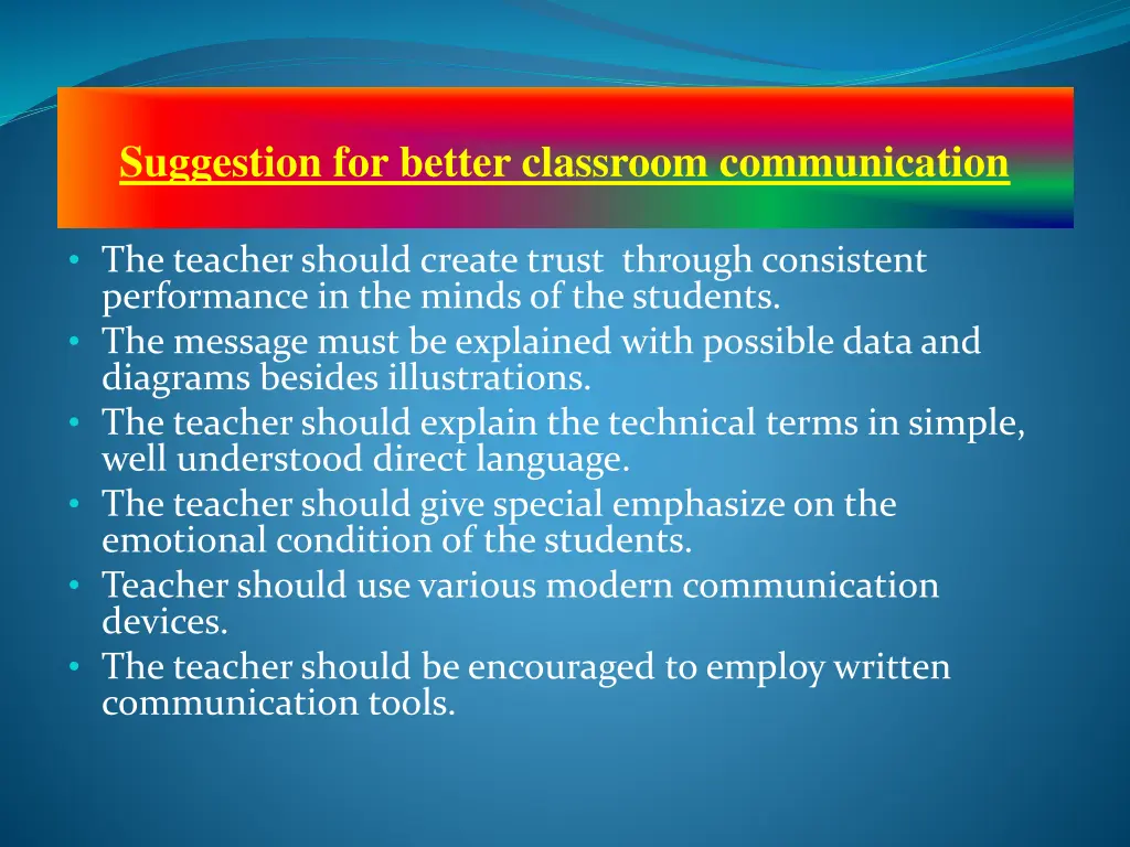 suggestion for better classroom communication