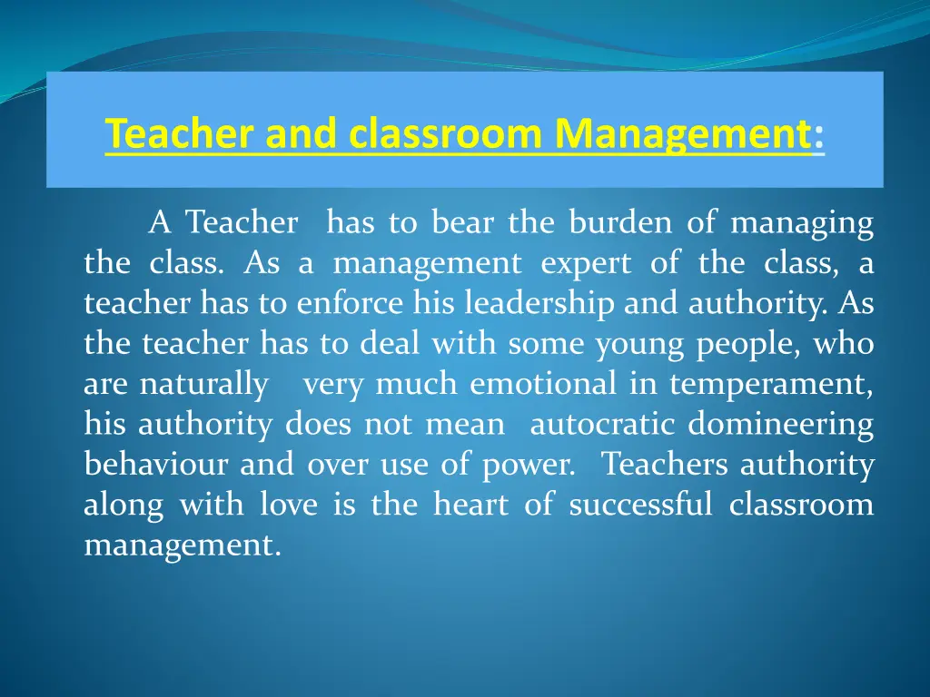 teacher and classroom management