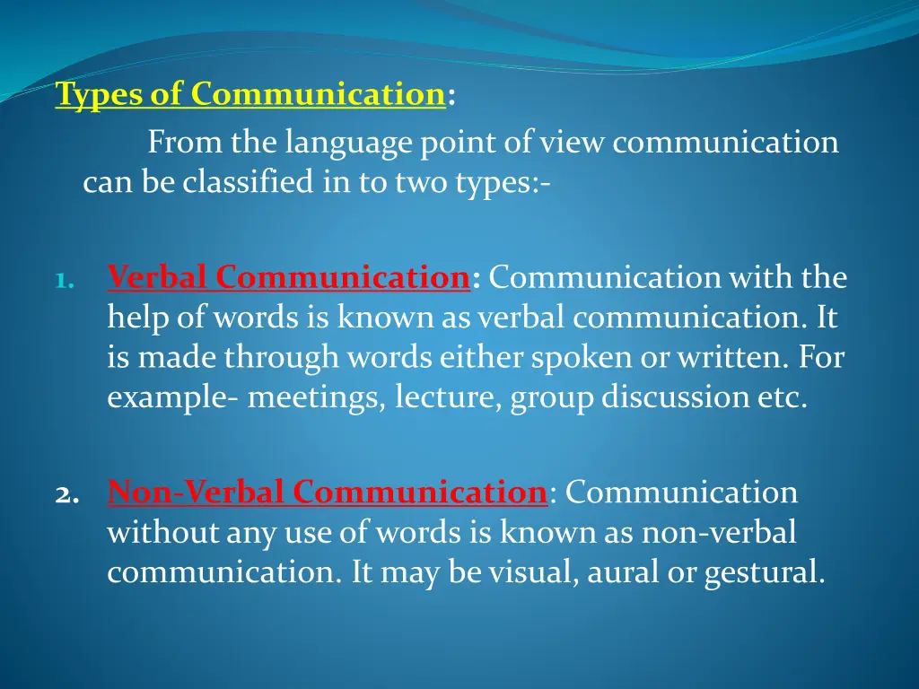 types of communication from the language point