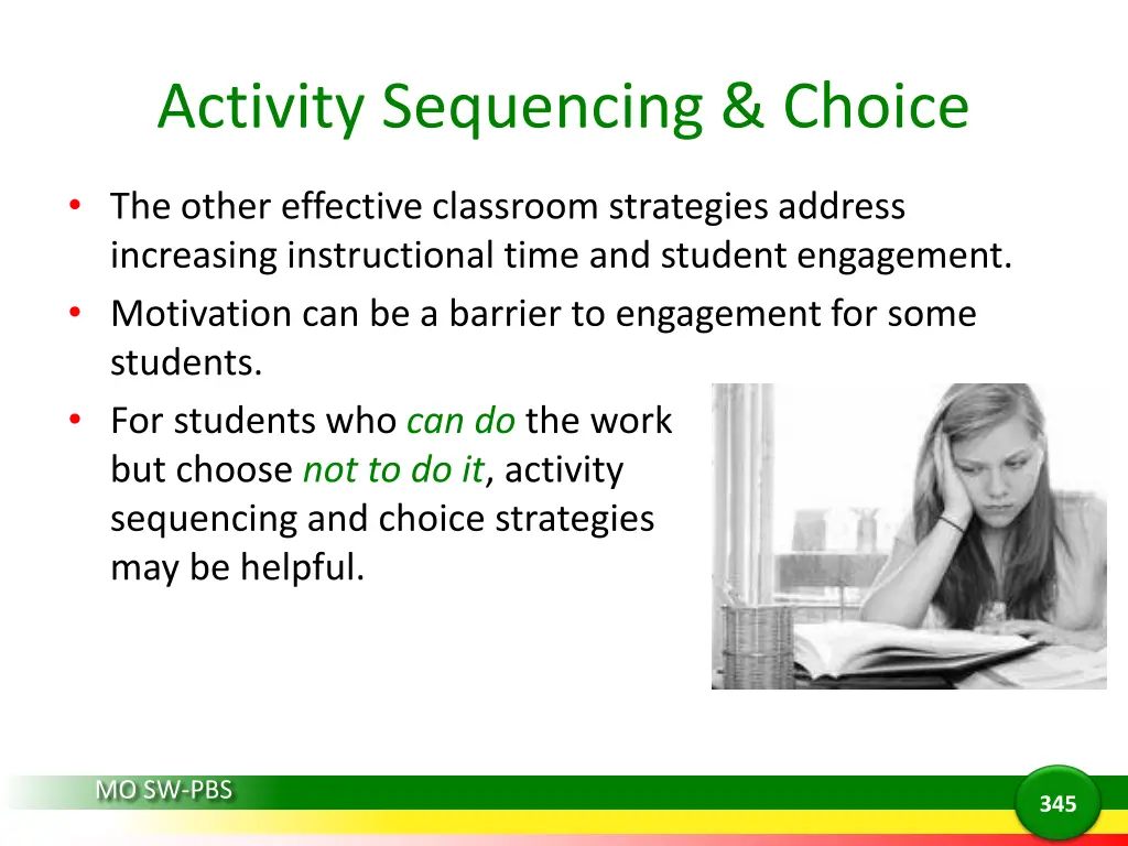 activity sequencing choice