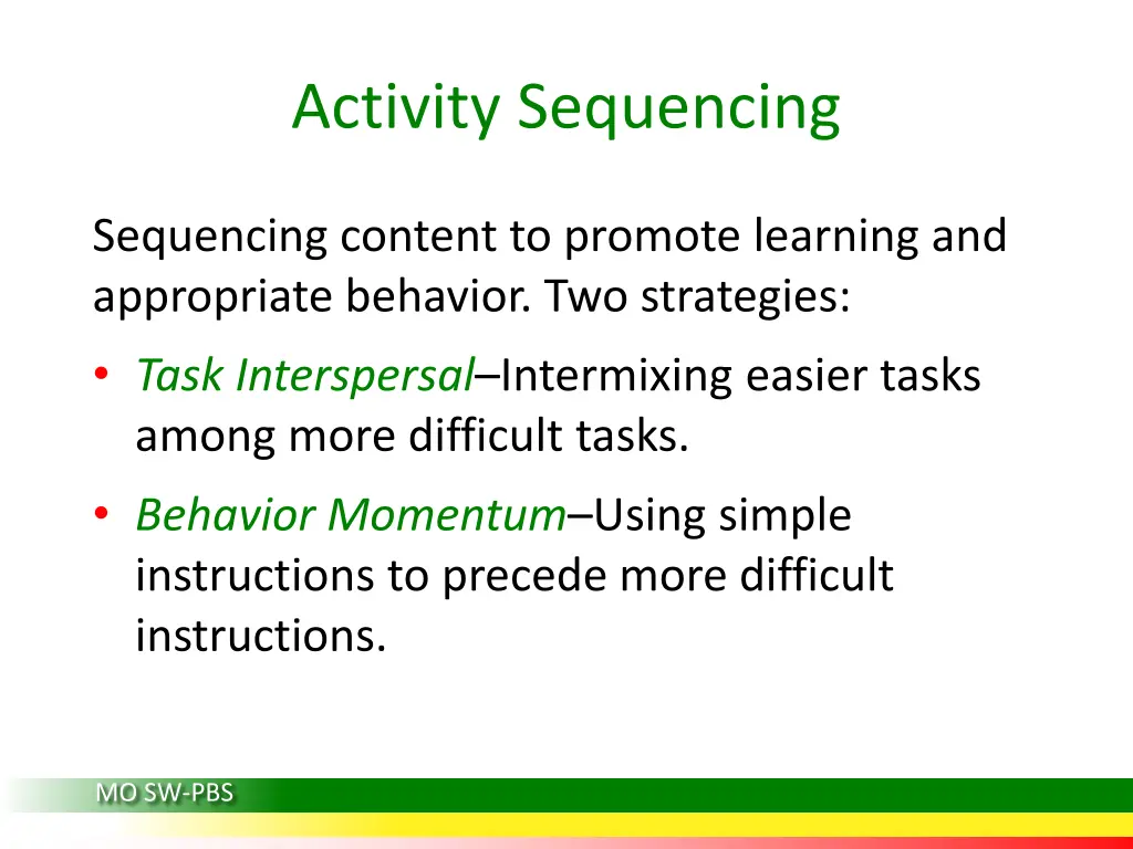 activity sequencing