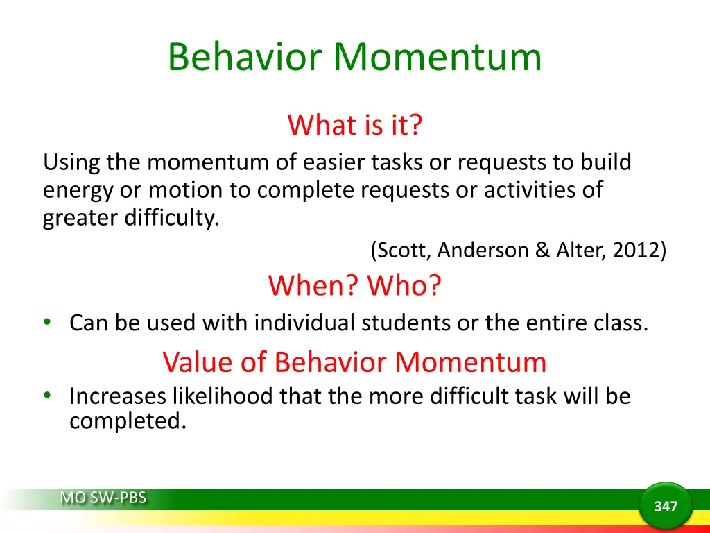 behavior momentum