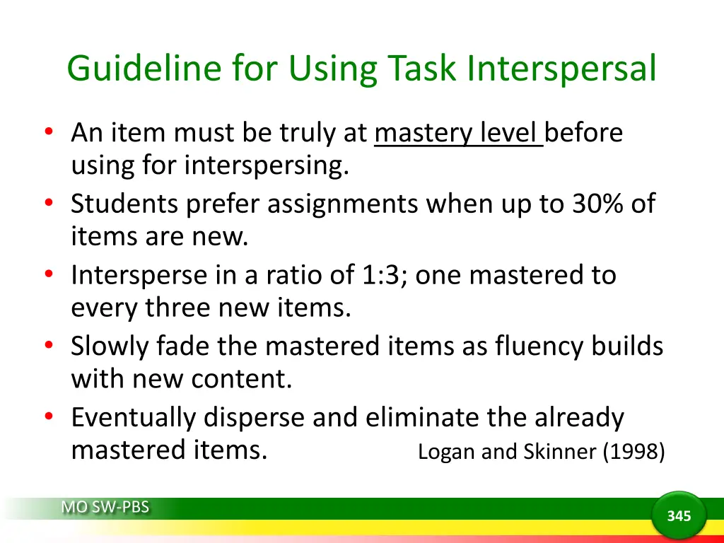 guideline for using task interspersal