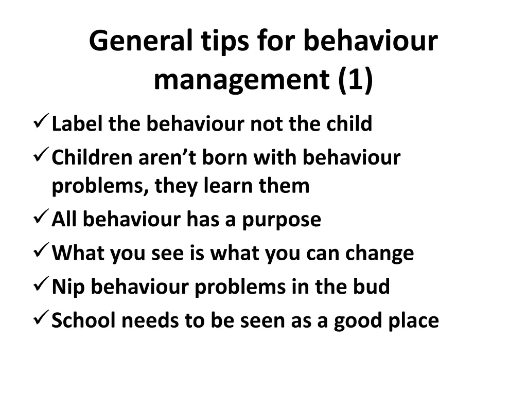 general tips for behaviour management 1