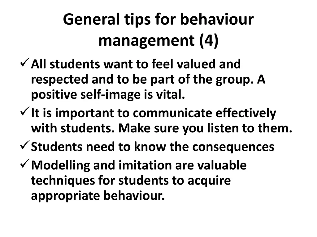 general tips for behaviour management