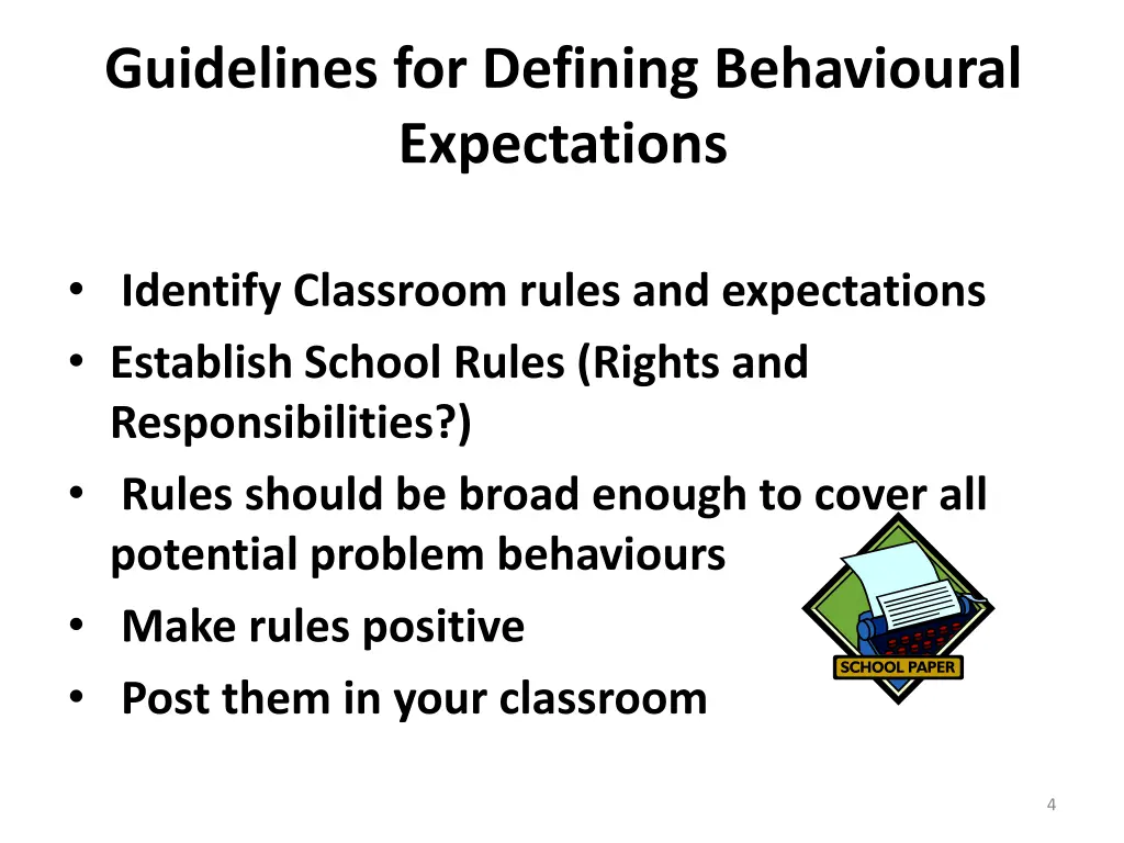 guidelines for defining behavioural expectations