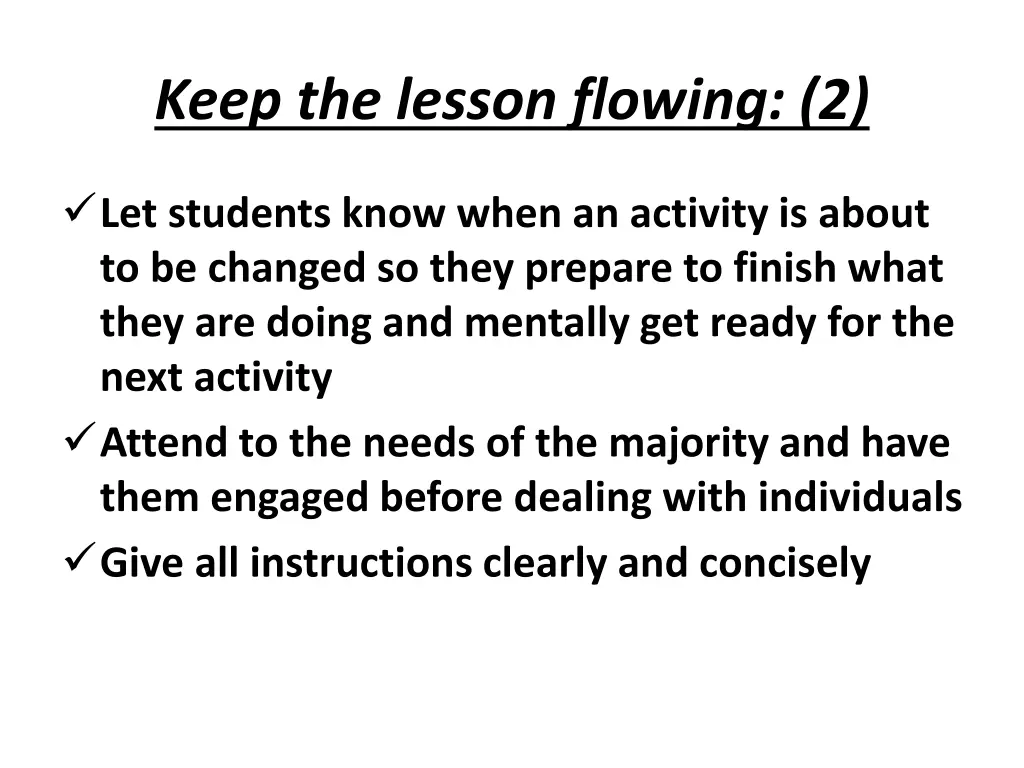 keep the lesson flowing 2