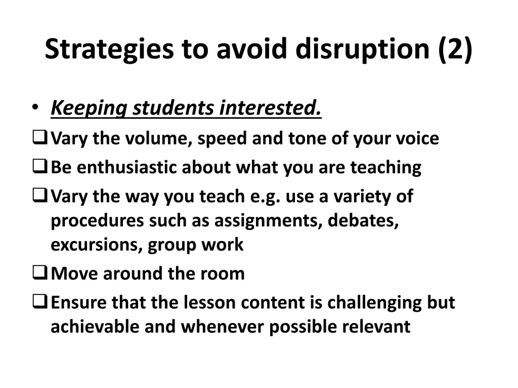 strategies to avoid disruption 2