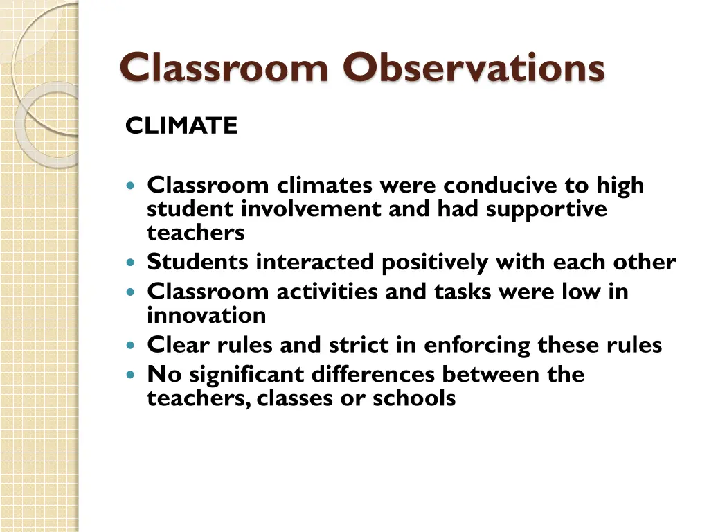 classroom observations