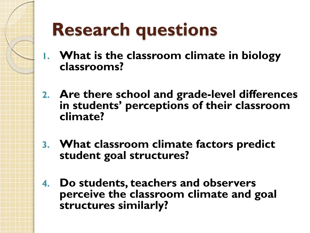 research questions